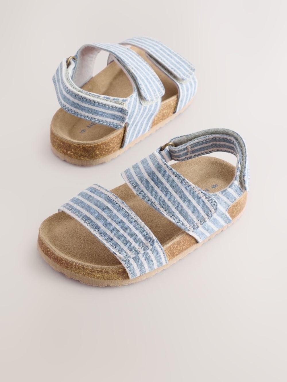 Kids Striped Blue Sandals with Adjustable Straps